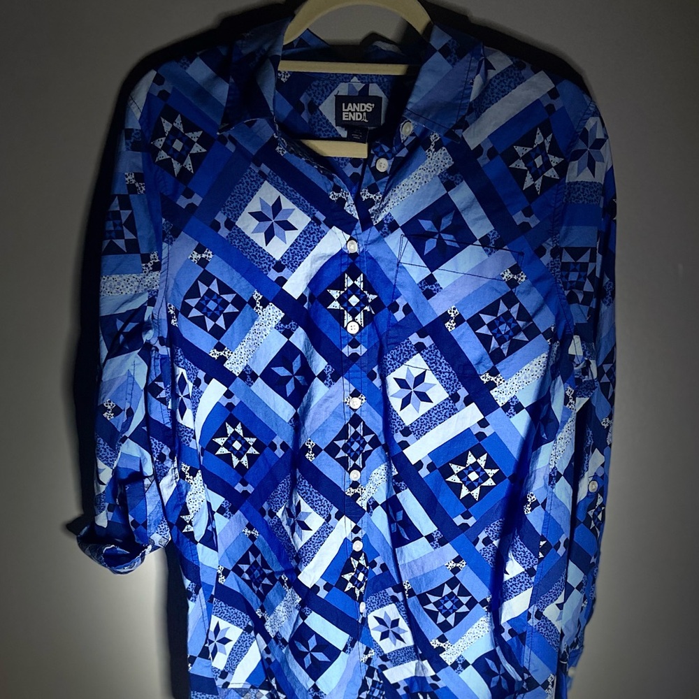 Land’s End blue button up shirt